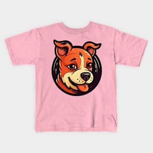 Funny small dog in circle illustration Kids T-Shirt